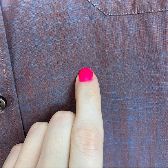 Azzaro Button Down Shirt Mens XXL Iridescent Blue Gray Pink Fine Cotton Pocket - Picture 9 of 12